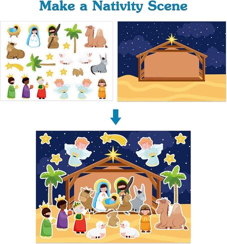 FLYAB Nativity Stickers 12 Sets Make a Nativity Scene Stickers Christian Sticker for Kids Religious Party Games Activities for Christmas Vacation Bible School Classroom Party Supplies in Saudi Arabia