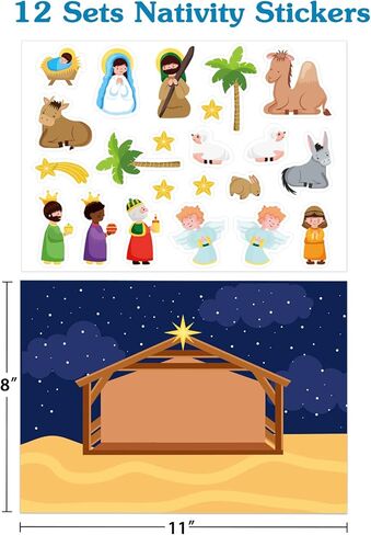 FLYAB Nativity Stickers 12 Sets Make a Nativity Scene Stickers Christian Sticker for Kids Religious Party Games Activities for Christmas Vacation Bible School Classroom Party Supplies in Saudi Arabia