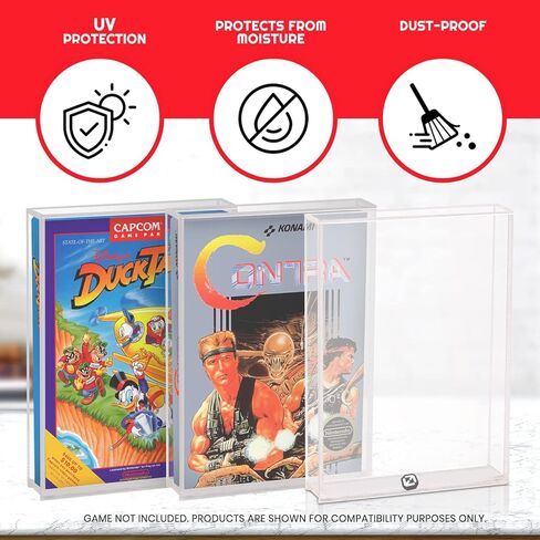 Acrylic Display Protector for Nintendo SNES Games and N64 Game Box - 4MM Thick, Anti-Dust, Anti UV and Acid-free Clear Protective Storage Case for Retro Video Games Collection by EVORETRO (Pack of 2) in Saudi Arabia