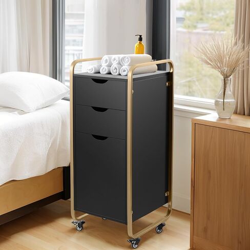 Salon Trolley Cart with Wheels, Salon Cart with 4 Holders & 2 Drawers, Mobile Hair Stylist Station for Tools Storage, Rolling OrganizerCart for Barber & Tattoo Supplies in Saudi Arabia