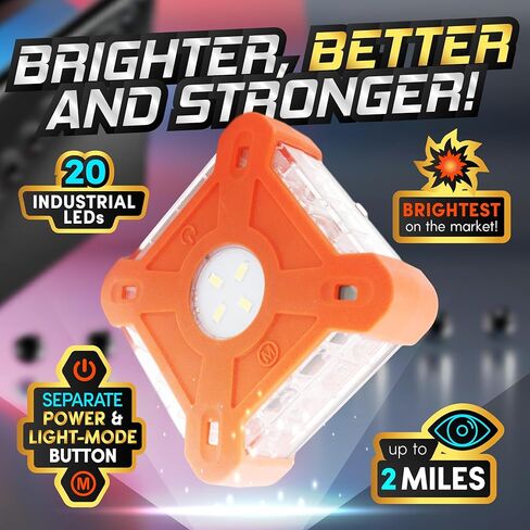 4-Pack Rechargeable LED Emergency Road Flares | Large 1200mah Battery for Longer Run Time | Red Diode Road Emergency Light for High Visibility | Rechargeable LED Flares w/Included USB-C Cable in Kuwait