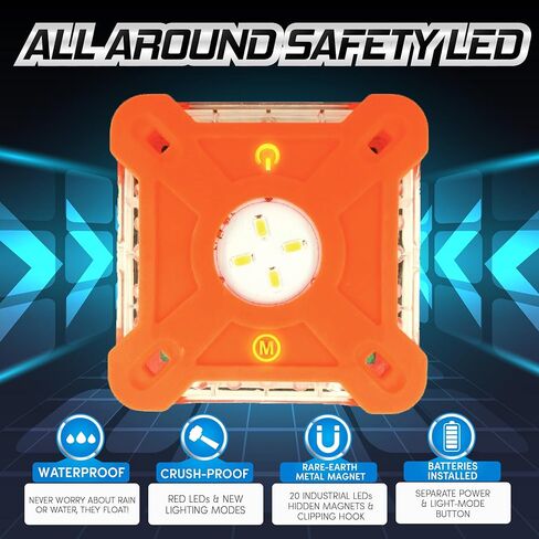 4-Pack Rechargeable LED Emergency Road Flares | Large 1200mah Battery for Longer Run Time | Red Diode Road Emergency Light for High Visibility | Rechargeable LED Flares w/Included USB-C Cable in Kuwait