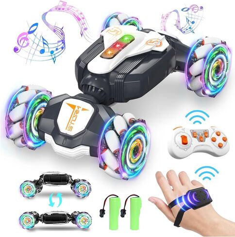سيارة RC Gesture RC، سيارة الانجراف عالية السرعة 4WD، مستشعر إيماءات سيارات التحكم عن بعد 2.4 جيجا هرتز، سيارات الطرق الوعرة الدوارة 360 درجة مع أضواء الموسيقى، عمر 6-12 عامًا للأولاد والبنات هدية عيد ميلاد Xams in Saudi Arabia