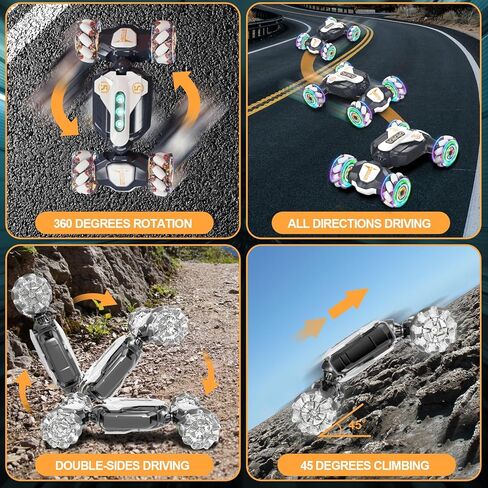 سيارة RC Gesture RC، سيارة الانجراف عالية السرعة 4WD، مستشعر إيماءات سيارات التحكم عن بعد 2.4 جيجا هرتز، سيارات الطرق الوعرة الدوارة 360 درجة مع أضواء الموسيقى، عمر 6-12 عامًا للأولاد والبنات هدية عيد ميلاد Xams in Saudi Arabia