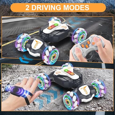 سيارة RC Gesture RC، سيارة الانجراف عالية السرعة 4WD، مستشعر إيماءات سيارات التحكم عن بعد 2.4 جيجا هرتز، سيارات الطرق الوعرة الدوارة 360 درجة مع أضواء الموسيقى، عمر 6-12 عامًا للأولاد والبنات هدية عيد ميلاد Xams in Saudi Arabia