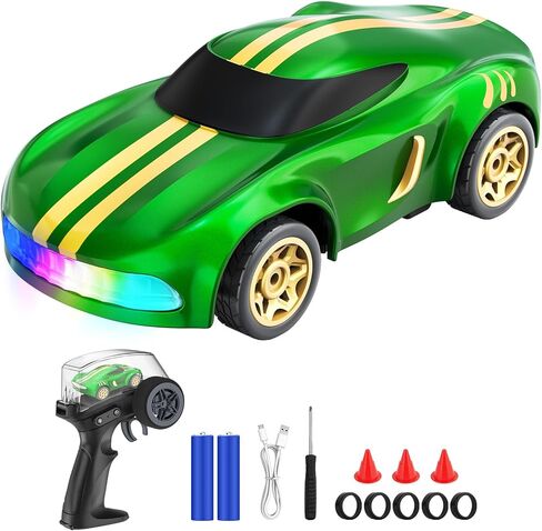 RC Drift Car, 1/64 Mini Drift RC Cars 4WD Micro Remote Control Car with LED Lights and Speed Switch, Cars Toys for Adults Kids Boys Age 6 7 8-12, Green in Saudi Arabia