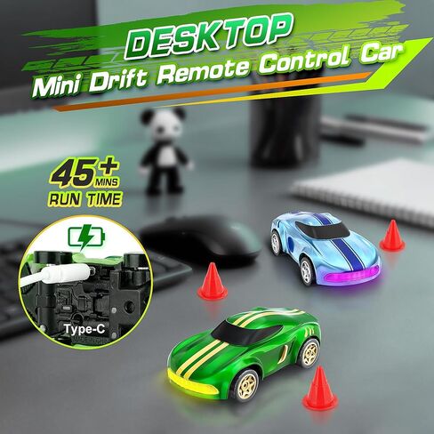 RC Drift Car, 1/64 Mini Drift RC Cars 4WD Micro Remote Control Car with LED Lights and Speed Switch, Cars Toys for Adults Kids Boys Age 6 7 8-12, Green in Saudi Arabia
