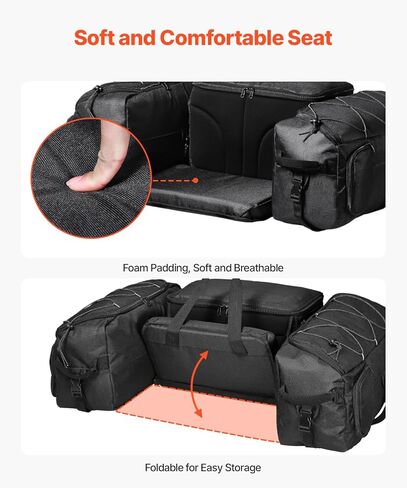 VEVOR ATV Rear Storage Bag, 74L ATV Rear Cargo Bag with Cooler Insulated Bag, 600D Oxford Cloth Storage Rear Rack Seat Bag Fit Most ATVs with Rear Rack, Compatible with ATV, UTV, Can-Am Vehicles in Saudi Arabia