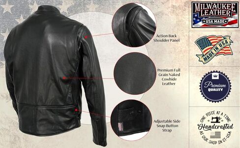 Milwaukee Leather Men's Premium Leather Motorcycle Rider Jacket - MADE IN THE USA in Saudi Arabia