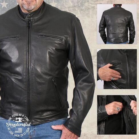 Milwaukee Leather Men's Premium Leather Motorcycle Rider Jacket - MADE IN THE USA in Saudi Arabia