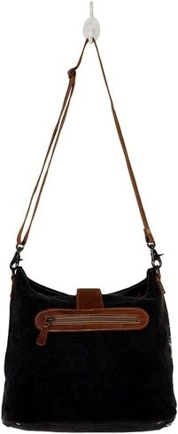 Myra Bag Top Zipper Upcycled Canvas & Cowhide Fanny Pack S-1300, Brown, Size 8.0 in Saudi Arabia