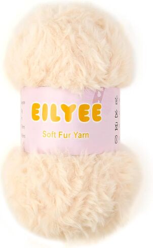 Soft Fur Yarn - Extra Fluffy Chunky Faux Eyelash Yarn for Crochet & Knitting, Cream, 50 g/1.76 oz,1 Pack in Saudi Arabia