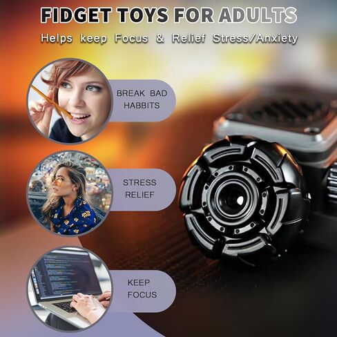 Pillbug Fidget Spinner، درع مفتوح معدني للبالغين، ألعاب تململ من خليط معدني EDC لعبة تخفيف التوتر للبالغين لعبة مكتب تنفيذي لاضطراب فرط الحركة ونقص الانتباه والتوحد (أسود) in Kuwait