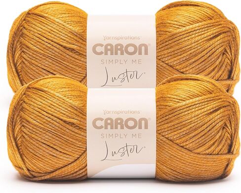 Caron Simply Me Luster Golden Yarn - 2 Pack of 170g/6oz - 65% Nylon, 35% Acrylic - #4 Worsted (Medium) - 360 Yards - Knitting/Crochet in Saudi Arabia