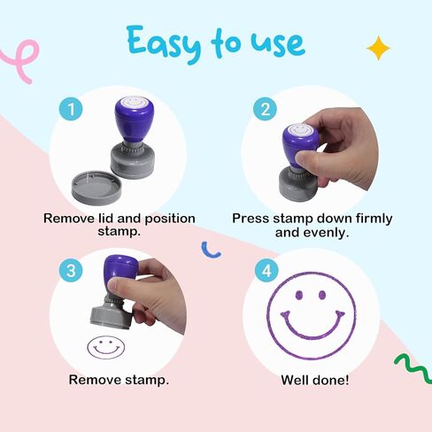 5-Pcs Self-Inking Teacher Stamps Set – Fun Circle-Shaped Stamps for Classroom Rewards, Homework Grading & Student Motivation in Saudi Arabia