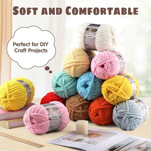 Velvet Chenille Yarn for Crocheting Super Bulky - 1 Skein of 200g/7oz - Ultra Soft Baby Blanket Chunky Plush Yarn for Knitting Amigurumi Crochet Thick Blankets (76.6 yds)(1, Orange) in Saudi Arabia
