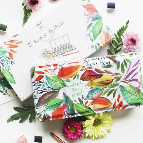 Fall Leaves-Kristy Rice Collectible Artist Watercolor Palette Empty Paint Tray & 48 Watercolor Pans- Sturdy Empty Palette Tin-Travel Watercolor Palette & Lid-Watercolor Tin (Fall Leaves) in Kuwait