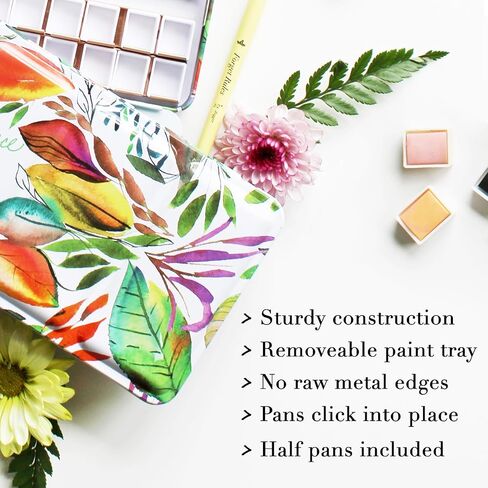 Fall Leaves-Kristy Rice Collectible Artist Watercolor Palette Empty Paint Tray & 48 Watercolor Pans- Sturdy Empty Palette Tin-Travel Watercolor Palette & Lid-Watercolor Tin (Fall Leaves) in Kuwait