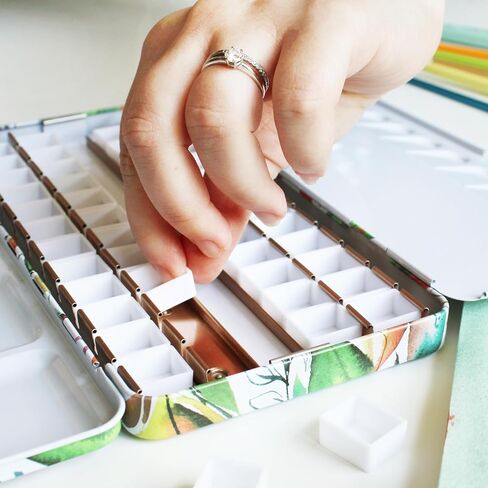 Fall Leaves-Kristy Rice Collectible Artist Watercolor Palette Empty Paint Tray & 48 Watercolor Pans- Sturdy Empty Palette Tin-Travel Watercolor Palette & Lid-Watercolor Tin (Fall Leaves) in Kuwait