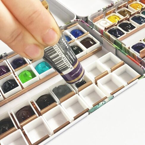 Fall Leaves-Kristy Rice Collectible Artist Watercolor Palette Empty Paint Tray & 48 Watercolor Pans- Sturdy Empty Palette Tin-Travel Watercolor Palette & Lid-Watercolor Tin (Fall Leaves) in Kuwait