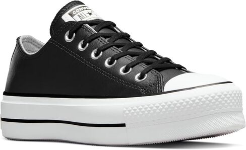 Converse Women's Chuck All Star Lift Clean Ox Sneakers, Black/White, 8 Medium US in Kuwait