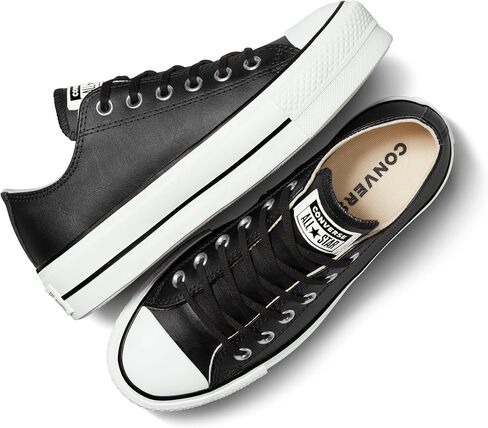 Converse Women's Chuck All Star Lift Clean Ox Sneakers, Black/White, 8 Medium US in Kuwait