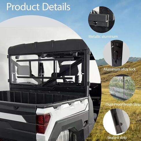 FinFox Slingshot Rear Window for Polaris Ranger Accessories,Clear Hard Coated Rear Windshield Compatible with Polaris Ranger XP 1000 2017-2025/ Ranger 1000 2020-2025/ Ranger XP 900 2013-2019 in Saudi Arabia