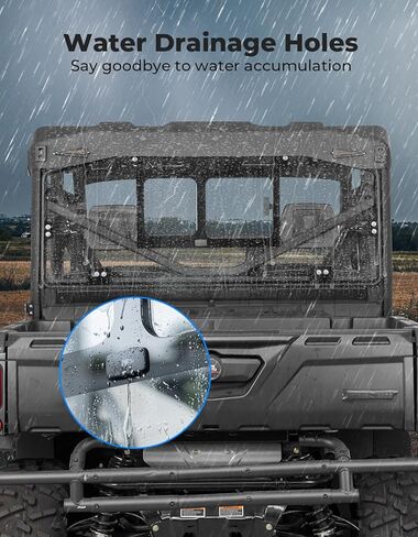 زجاج أمامي خلفي زجاجي من KEMIMOTO مع انزلاق متوافق مع Can-Am Defender & Defender Max HD5/HD8/HD10 2016-2025، زجاج أمان مصفح بسمك 5 مم معتمد من DOT، مقاوم للخدش من البولي كربونات in Kuwait