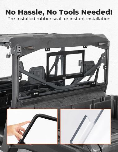 زجاج أمامي خلفي زجاجي من KEMIMOTO مع انزلاق متوافق مع Can-Am Defender & Defender Max HD5/HD8/HD10 2016-2025، زجاج أمان مصفح بسمك 5 مم معتمد من DOT، مقاوم للخدش من البولي كربونات in Kuwait