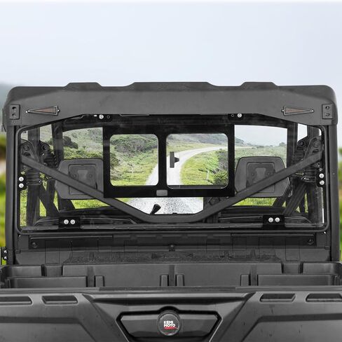 زجاج أمامي خلفي زجاجي من KEMIMOTO مع انزلاق متوافق مع Can-Am Defender & Defender Max HD5/HD8/HD10 2016-2025، زجاج أمان مصفح بسمك 5 مم معتمد من DOT، مقاوم للخدش من البولي كربونات in Kuwait