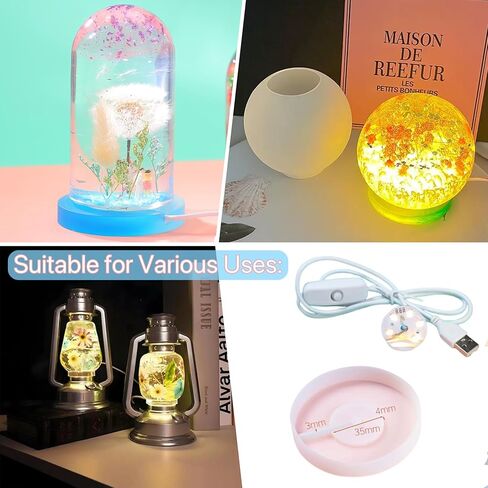 Round Display Light Base Silicone Mold,6Pcs Led Lights with Remotes for Lamp Resin Molds,USB Powered for Lamp Resin Molds DIY Luminous Epoxy Casting Craft Desktop Ornaments (6pack-Black) in Saudi Arabia
