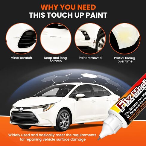 قلم مزيل خدوش السيارة لسيارة Toyota Blizzard Pearl Tricoat 070 طلاء اللمس للسيارات اثنين في واحد قلم إصلاح الخدوش السحري طلاء السيارة لـ 4Runner/RAV4/هايلاندر/كامري/كورولا/لاند كروزر/بريوس/سيينا in Saudi Arabia