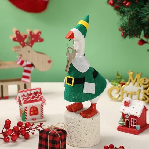 Christmas Mini Desk Goose Outfit 7 Inch Magnetic Goose Statue Key Holder Holiday Decor Gifts with Mini Hat and Xmas Clothes for Winter Christmas Home Office Holiday Decor(Xmas Tree) in Saudi Arabia