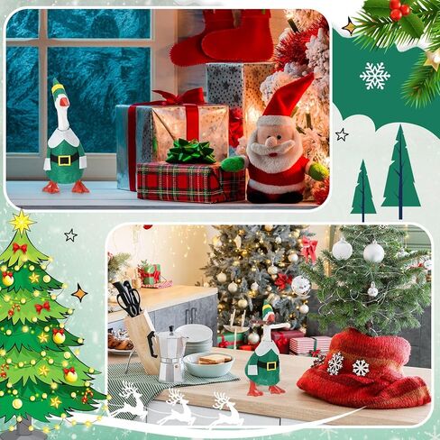 Christmas Mini Desk Goose Outfit 7 Inch Magnetic Goose Statue Key Holder Holiday Decor Gifts with Mini Hat and Xmas Clothes for Winter Christmas Home Office Holiday Decor(Xmas Tree) in Saudi Arabia