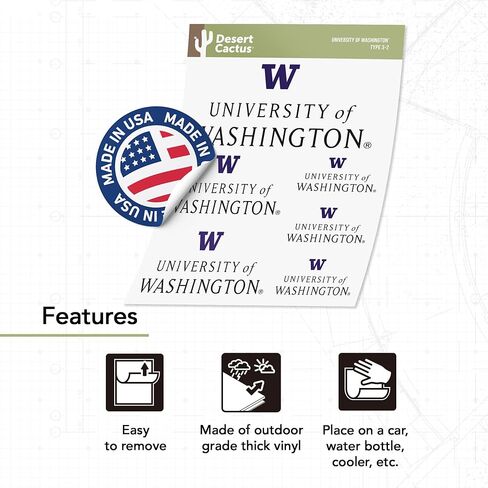 University of Washington Sticker U of W UW Huskies Husky Stickers Vinyl Decals Laptop Water Bottle Car Scrapbook T3 (Type 3-1) in Kuwait