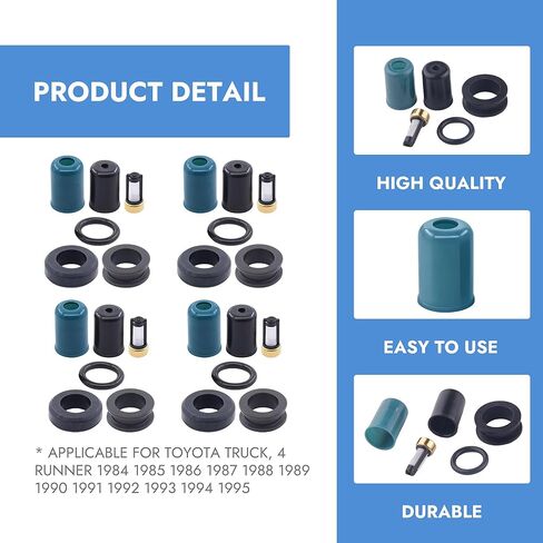 4 Sets Fuel Injector Rebuild Kit Durable Fuel Injector O-Rings Seal Filters Rebuild Kits Compatible with Toyota Pickup 4Runner 1984 1985 1986 1987 1988 1989 1990 1991 1992 1993 1994 1995 Car Accessory in Saudi Arabia