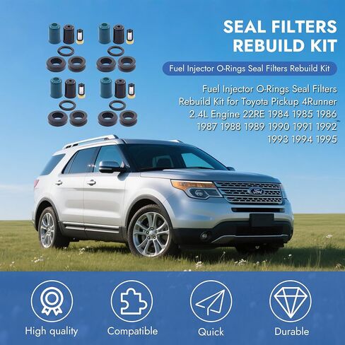 4 Sets Fuel Injector Rebuild Kit Durable Fuel Injector O-Rings Seal Filters Rebuild Kits Compatible with Toyota Pickup 4Runner 1984 1985 1986 1987 1988 1989 1990 1991 1992 1993 1994 1995 Car Accessory in Saudi Arabia