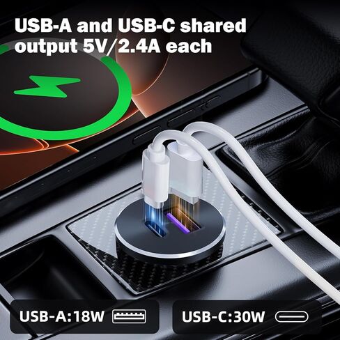 منفذ USB RV مصنوع بالكامل من الألومنيوم 12 فولت/24 فولت، 2 منافذ شحن، 36 وات PD3.0 النوع C+18 وات QC3.0 مقبس شحن سريع، شاحن سيارة مجوف بديل ولاعة السجائر لسيارة التخييم فان مقطورة قارب جولف in Kuwait