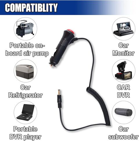DC 5.5 x 2.1mm Car Charger Power Supply Cable - 12V-24V 4.9FT Car Cigarette Lighter Plug Adapter Extension Cord with Switch Button, Cigarette Lighter Male Plug for Camera/CCTV/Monitor in Saudi Arabia