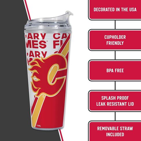 Rico Industries NHL Hockey Florida Panthers 2024 Stanley Cup Champions 24oz Acrylic Tumbler with Hinged Lid, Officially Licensed Double Wall Tumbler with Straw in Saudi Arabia
