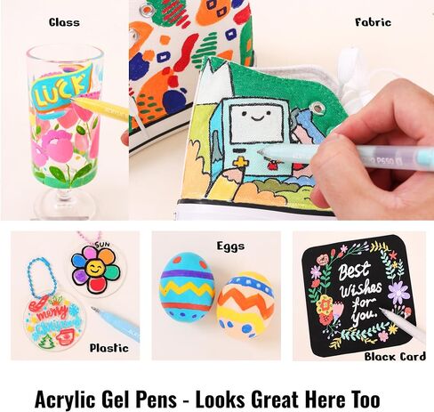 Acrylic Painting Gel Pens 54 Colors with 1mm Bullet Tip, Color Gel Pens for Adult Drawing, Coloring, Sketching, Journaling, DIY, Acrylic Ink Pen for Black Paper, Rock, Glass, School and Art Supplies in Saudi Arabia