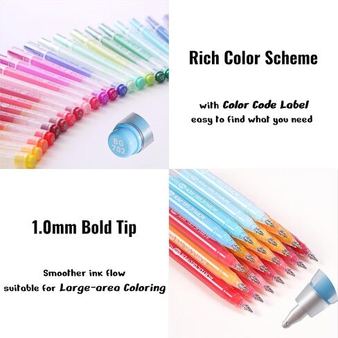 Acrylic Painting Gel Pens 54 Colors with 1mm Bullet Tip, Color Gel Pens for Adult Drawing, Coloring, Sketching, Journaling, DIY, Acrylic Ink Pen for Black Paper, Rock, Glass, School and Art Supplies in Saudi Arabia