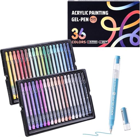 Acrylic Painting Gel Pens 54 Colors with 1mm Bullet Tip, Color Gel Pens for Adult Drawing, Coloring, Sketching, Journaling, DIY, Acrylic Ink Pen for Black Paper, Rock, Glass, School and Art Supplies in Saudi Arabia