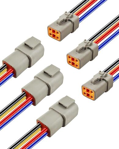 12 AWG 4 Pin DTP موصل، 4 طرق للسيارات موصلات كهربائية مقاومة للماء شديدة التحمل، سلك كابل قياس 12 ذكر وأنثى حزام توصيل سريع لسيارة شاحنة قارب LED-3 عبوات in Kuwait