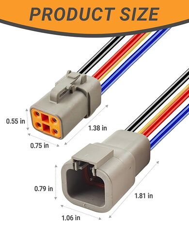 12 AWG 4 Pin DTP موصل، 4 طرق للسيارات موصلات كهربائية مقاومة للماء شديدة التحمل، سلك كابل قياس 12 ذكر وأنثى حزام توصيل سريع لسيارة شاحنة قارب LED-3 عبوات in Kuwait