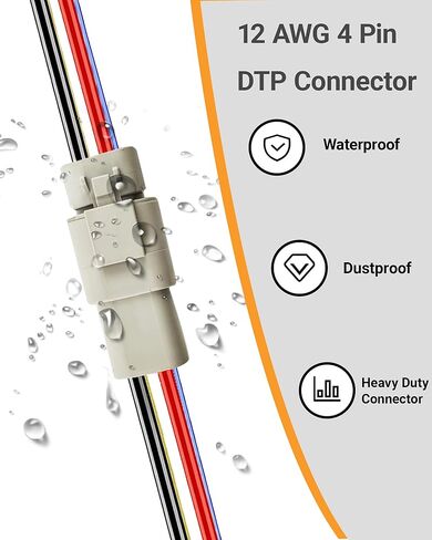 12 AWG 4 Pin DTP موصل، 4 طرق للسيارات موصلات كهربائية مقاومة للماء شديدة التحمل، سلك كابل قياس 12 ذكر وأنثى حزام توصيل سريع لسيارة شاحنة قارب LED-3 عبوات in Kuwait