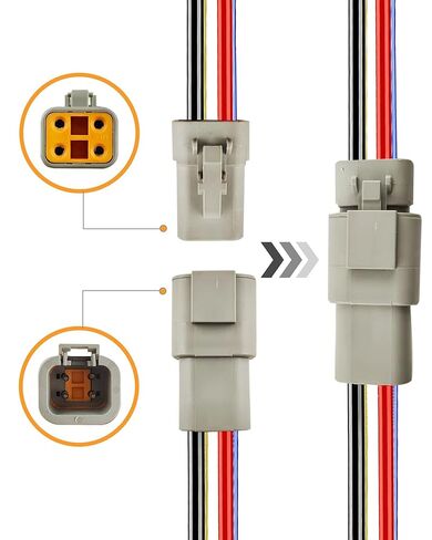12 AWG 4 Pin DTP موصل، 4 طرق للسيارات موصلات كهربائية مقاومة للماء شديدة التحمل، سلك كابل قياس 12 ذكر وأنثى حزام توصيل سريع لسيارة شاحنة قارب LED-3 عبوات in Kuwait