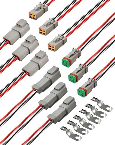 12 AWG 4 Pin DTP موصل، 4 طرق للسيارات موصلات كهربائية مقاومة للماء شديدة التحمل، سلك كابل قياس 12 ذكر وأنثى حزام توصيل سريع لسيارة شاحنة قارب LED-3 عبوات in Kuwait