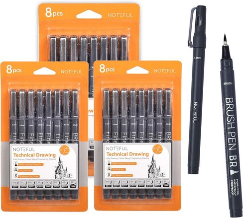 Fineliner Pens - Black Micro Pens for Writing, Drawing & Journaling – Archival Waterproof Ink – Precision Art Pens for Sketching, Outlining & Detailing (1 Count (Pack of 8)) in Kuwait