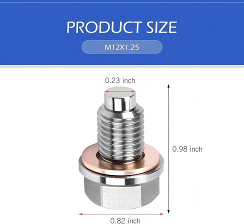 M12 × 1.5 قابس تصريف الزيت المغناطيسي، مسمار وعاء الزيت من الفولاذ المقاوم للصدأ مع 5 قطع من حشوات غسالة سحق النحاس، سدادة زيت شديدة التحمل مضادة للتسرب، لمعظم المركبات والدراجات النارية والقوارب in Saudi Arabia